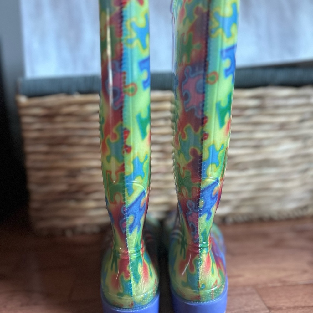 Colorful Autism Awareness Puzzle Rain Boots - Picture 5 of 6